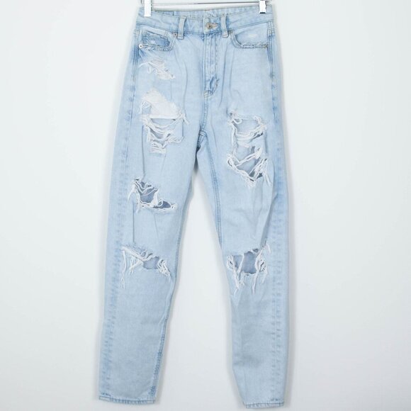 American Eagle Distressed Highest Rise Mom Jeans Women's Size 00 Regular - Picture 1 of 8